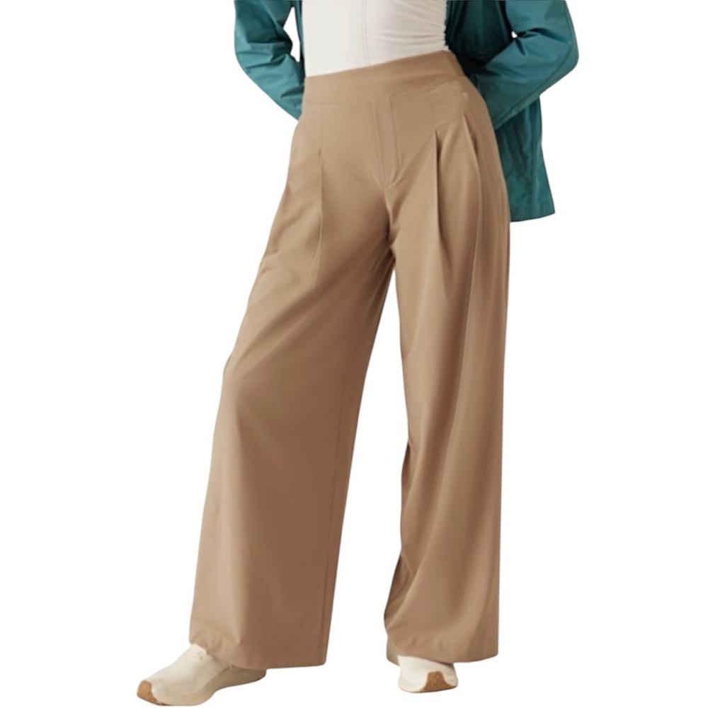 Athleta Taupe Wide-Leg High-Rise Pants